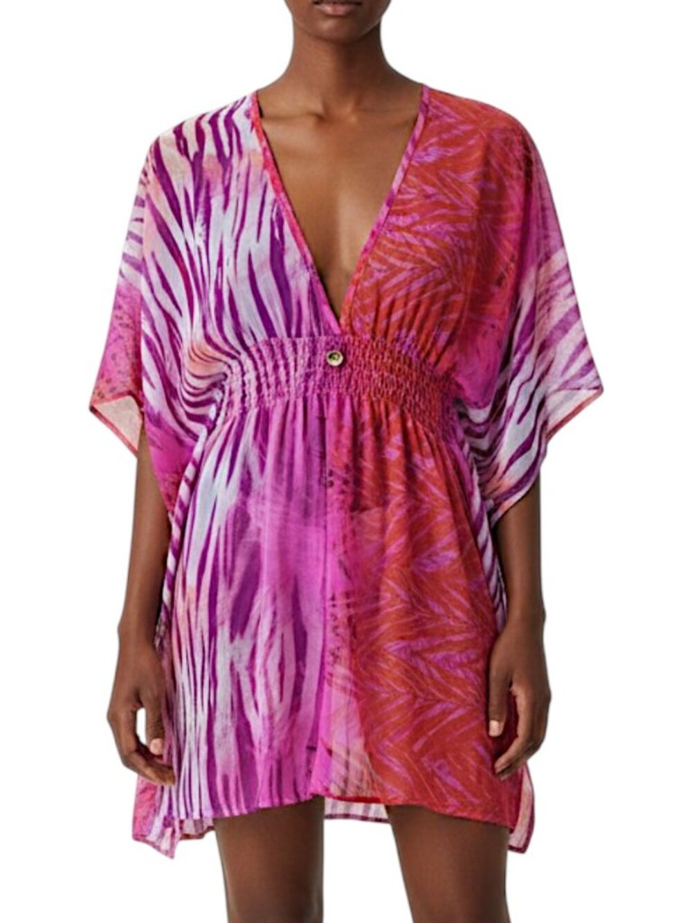 Hawaiian Tropic Pink Semi-Sheer Kimono Swim Cover Up Women's Size S